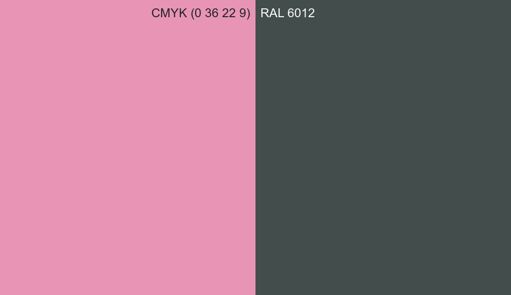 CMYK Color CMYK (0 36 22 9) vs RAL 6012 side by side comparison CMYK Color CMYK (0 36 22 9) vs RAL 6012 side by side comparison