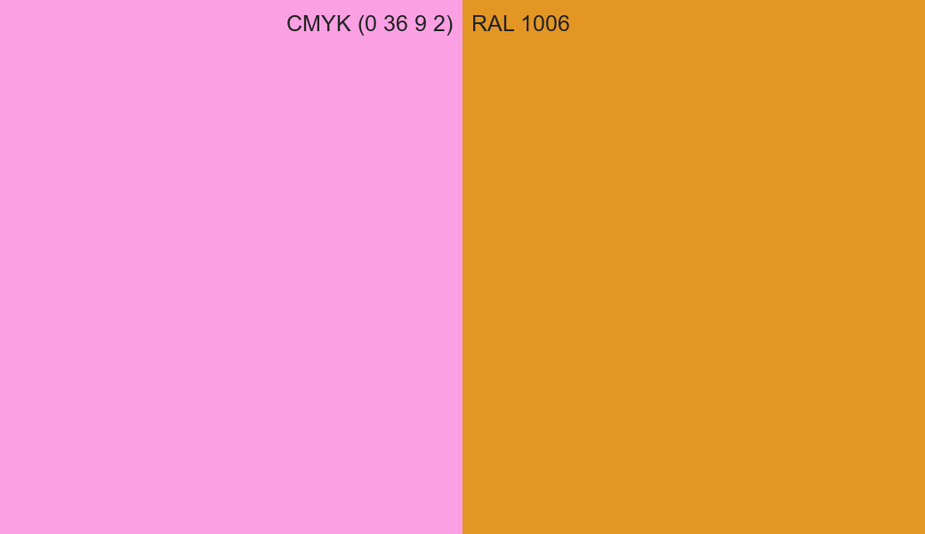 CMYK Color CMYK (0 36 9 2) vs RAL 1006 side by side comparison CMYK Color CMYK (0 36 9 2) vs RAL 1006 side by side comparison