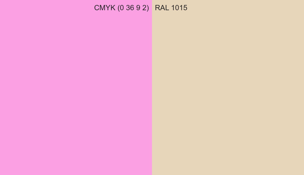 CMYK Color CMYK (0 36 9 2) vs RAL 1015 side by side comparison CMYK Color CMYK (0 36 9 2) vs RAL 1015 side by side comparison