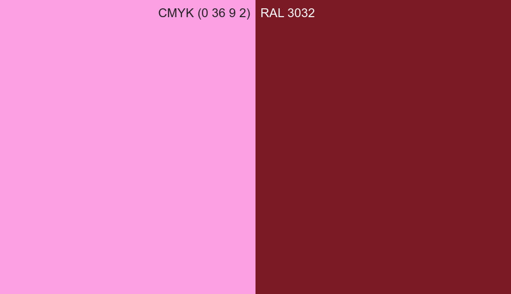 CMYK Color CMYK (0 36 9 2) vs RAL 3032 side by side comparison CMYK Color CMYK (0 36 9 2) vs RAL 3032 side by side comparison