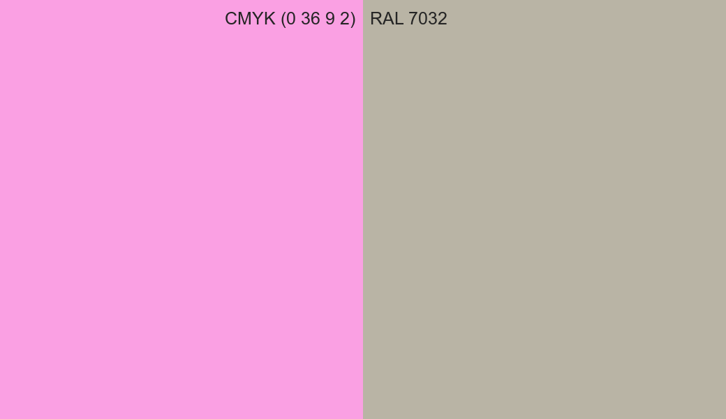 CMYK Color CMYK (0 36 9 2) vs RAL 7032 side by side comparison CMYK Color CMYK (0 36 9 2) vs RAL 7032 side by side comparison