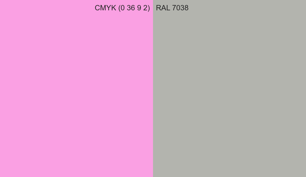 CMYK Color CMYK (0 36 9 2) vs RAL 7038 side by side comparison CMYK Color CMYK (0 36 9 2) vs RAL 7038 side by side comparison