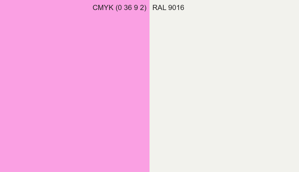 CMYK Color CMYK (0 36 9 2) vs RAL 9016 side by side comparison CMYK Color CMYK (0 36 9 2) vs RAL 9016 side by side comparison