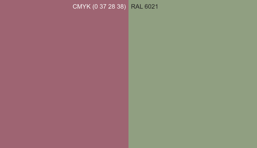 CMYK Color CMYK (0 37 28 38) vs RAL 6021 side by side comparison CMYK Color CMYK (0 37 28 38) vs RAL 6021 side by side comparison