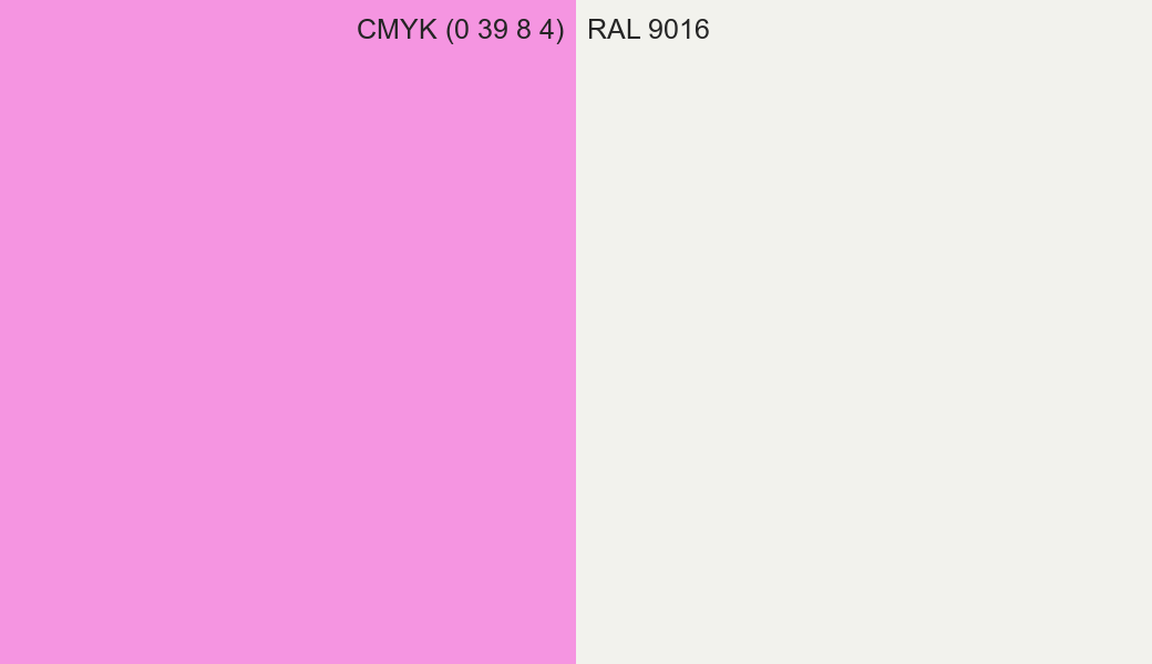 CMYK Color CMYK (0 39 8 4) vs RAL 9016 side by side comparison CMYK Color CMYK (0 39 8 4) vs RAL 9016 side by side comparison