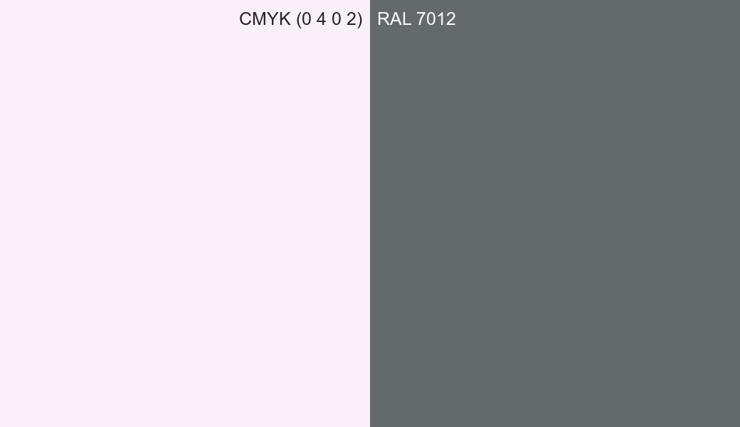 CMYK Color CMYK (0 4 0 2) vs RAL 7012 side by side comparison CMYK Color CMYK (0 4 0 2) vs RAL 7012 side by side comparison