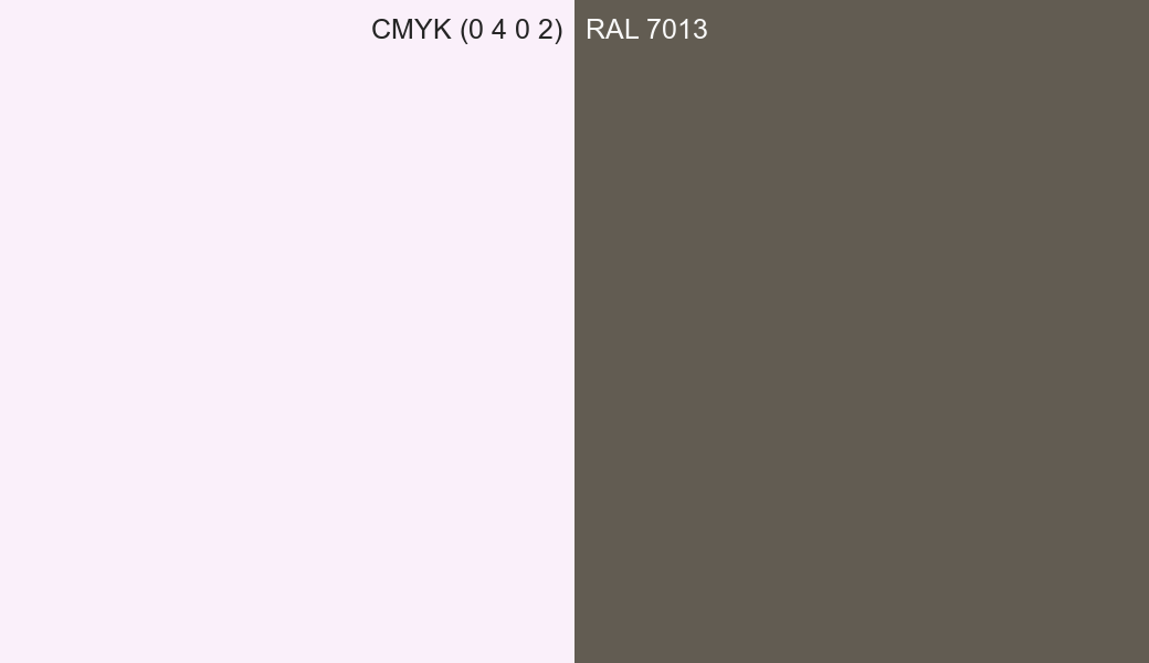 CMYK Color CMYK (0 4 0 2) vs RAL 7013 side by side comparison CMYK Color CMYK (0 4 0 2) vs RAL 7013 side by side comparison
