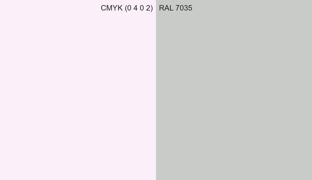 CMYK Color CMYK (0 4 0 2) vs RAL 7035 side by side comparison CMYK Color CMYK (0 4 0 2) vs RAL 7035 side by side comparison
