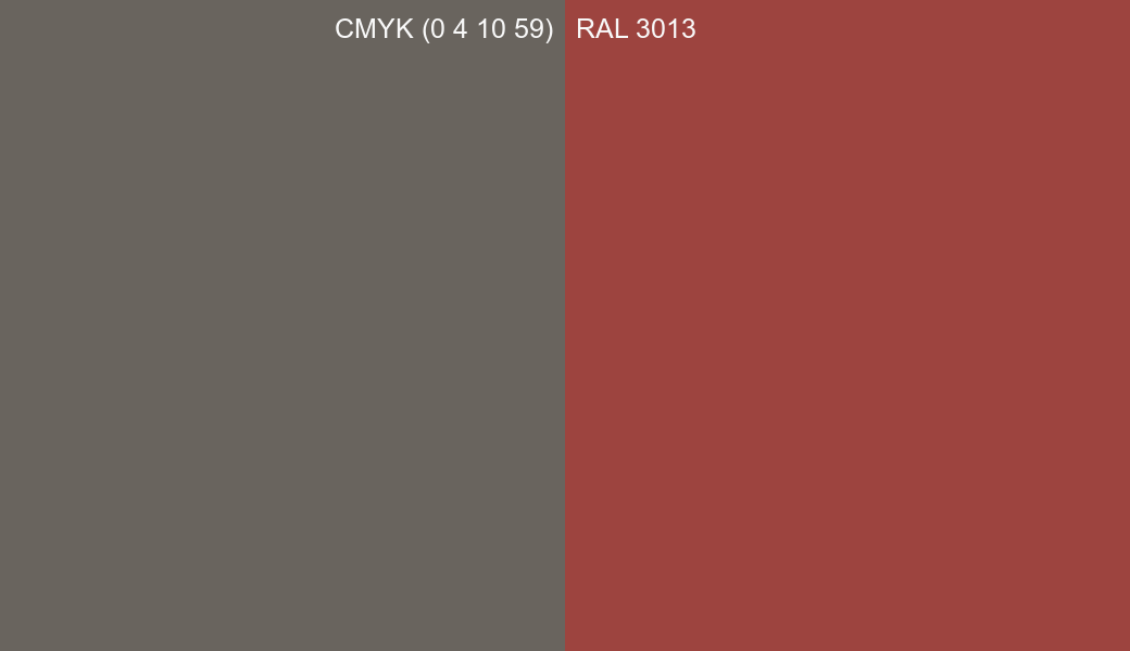 CMYK Color CMYK (0 4 10 59) vs RAL 3013 side by side comparison CMYK Color CMYK (0 4 10 59) vs RAL 3013 side by side comparison
