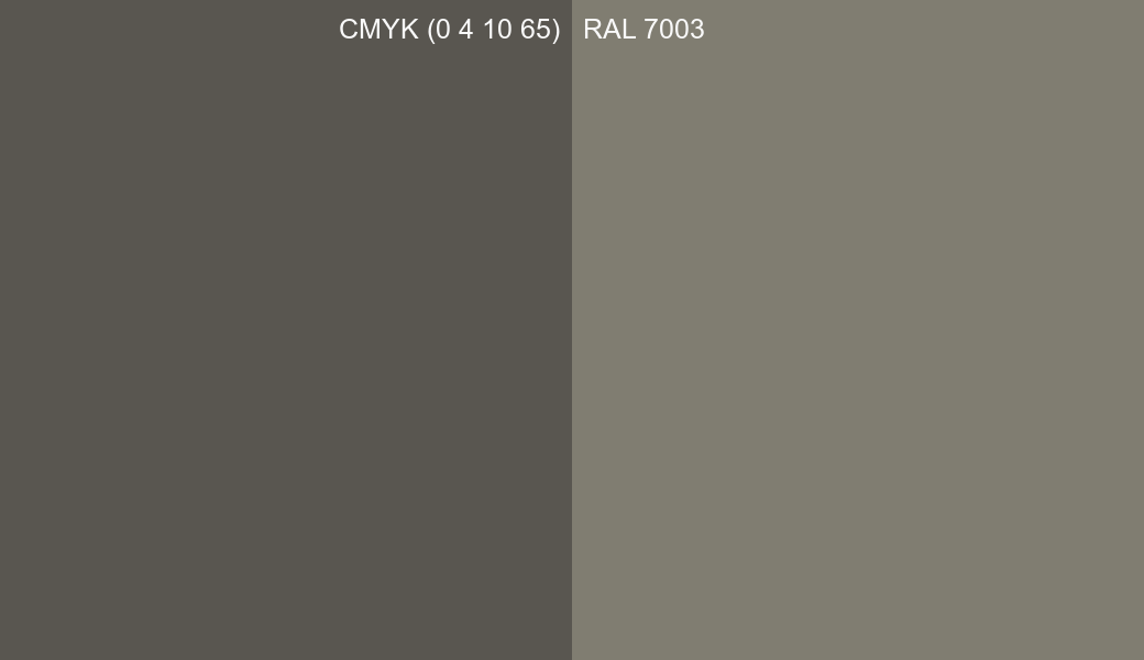 CMYK Color CMYK (0 4 10 65) vs RAL 7003 side by side comparison CMYK Color CMYK (0 4 10 65) vs RAL 7003 side by side comparison