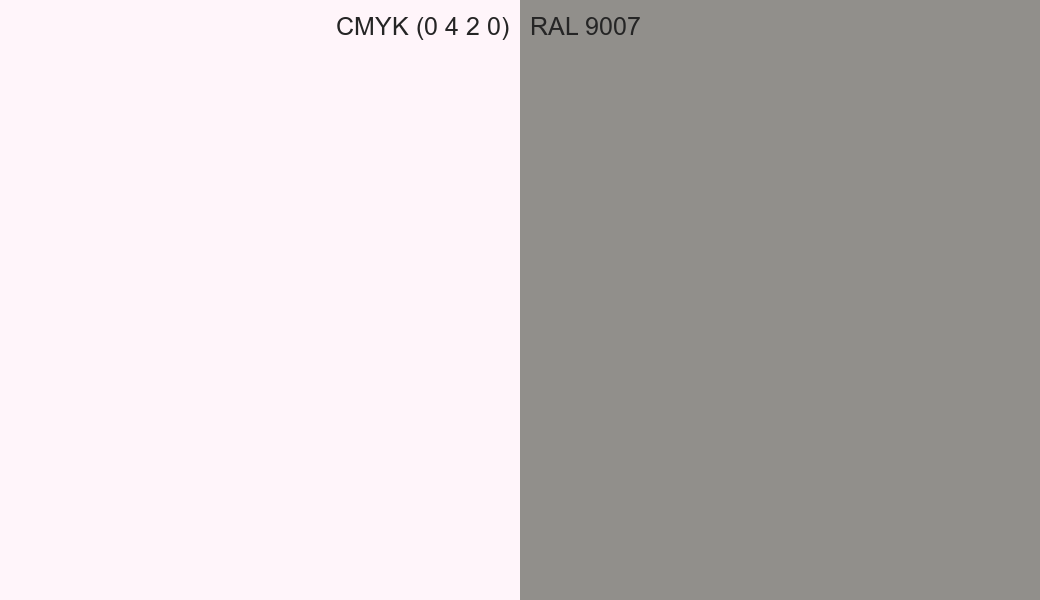 CMYK Color CMYK (0 4 2 0) vs RAL 9007 side by side comparison CMYK Color CMYK (0 4 2 0) vs RAL 9007 side by side comparison