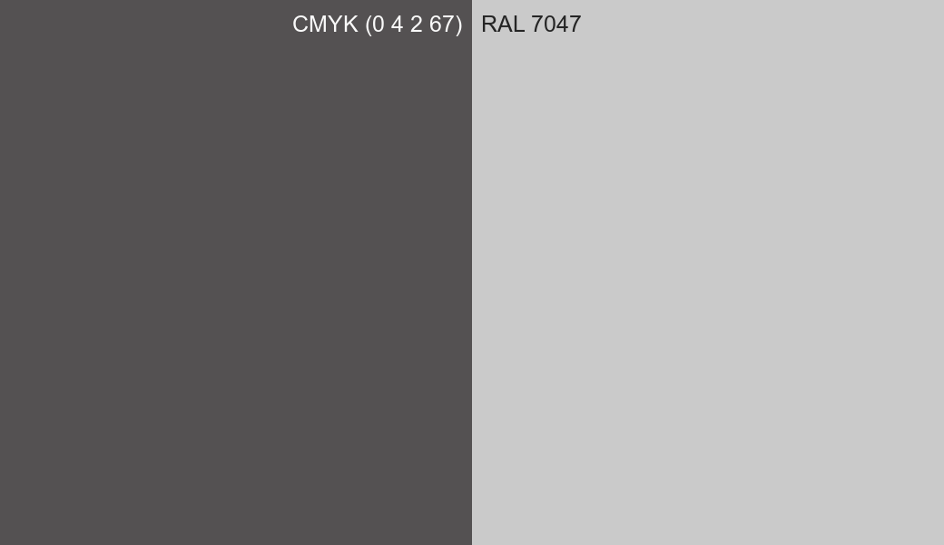 CMYK Color CMYK (0 4 2 67) vs RAL 7047 side by side comparison CMYK Color CMYK (0 4 2 67) vs RAL 7047 side by side comparison