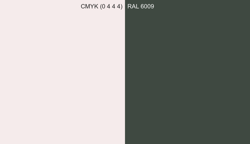 CMYK Color CMYK (0 4 4 4) vs RAL 6009 side by side comparison CMYK Color CMYK (0 4 4 4) vs RAL 6009 side by side comparison