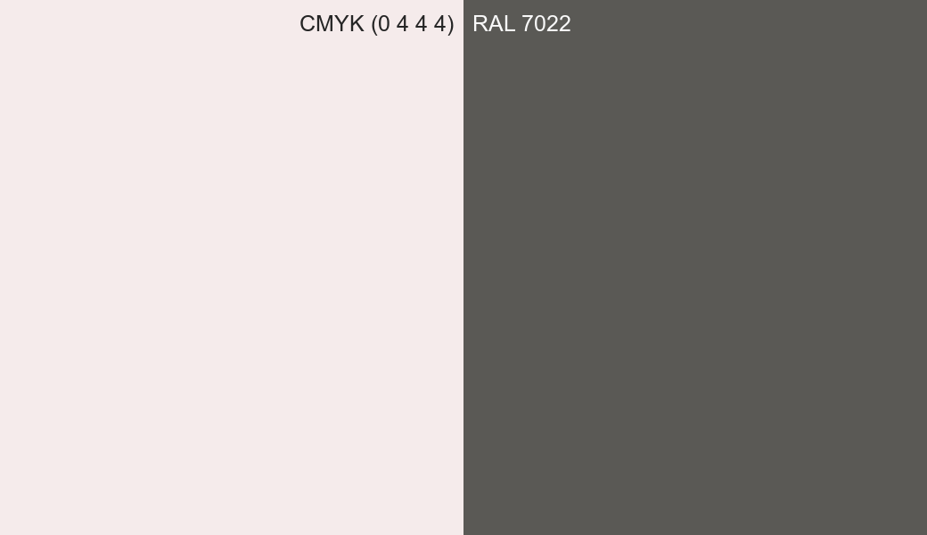 CMYK Color CMYK (0 4 4 4) vs RAL 7022 side by side comparison CMYK Color CMYK (0 4 4 4) vs RAL 7022 side by side comparison