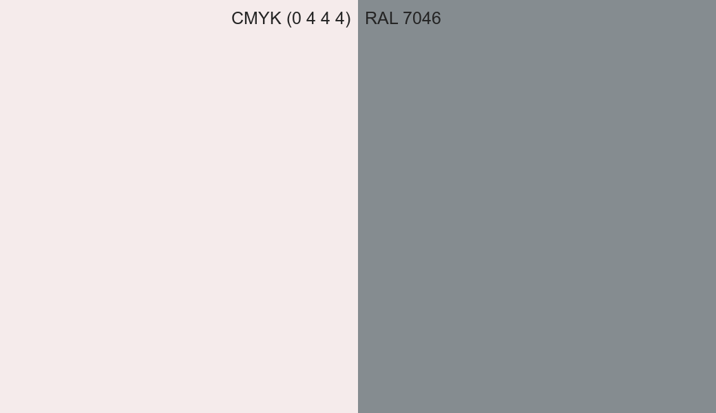 CMYK Color CMYK (0 4 4 4) vs RAL 7046 side by side comparison CMYK Color CMYK (0 4 4 4) vs RAL 7046 side by side comparison
