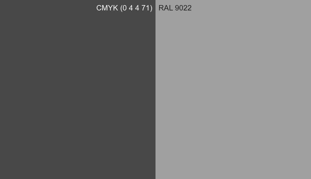 CMYK Color CMYK (0 4 4 71) vs RAL 9022 side by side comparison CMYK Color CMYK (0 4 4 71) vs RAL 9022 side by side comparison