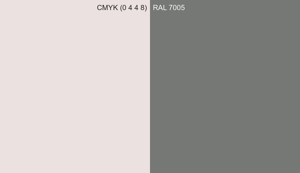 CMYK Color CMYK (0 4 4 8) vs RAL 7005 side by side comparison CMYK Color CMYK (0 4 4 8) vs RAL 7005 side by side comparison