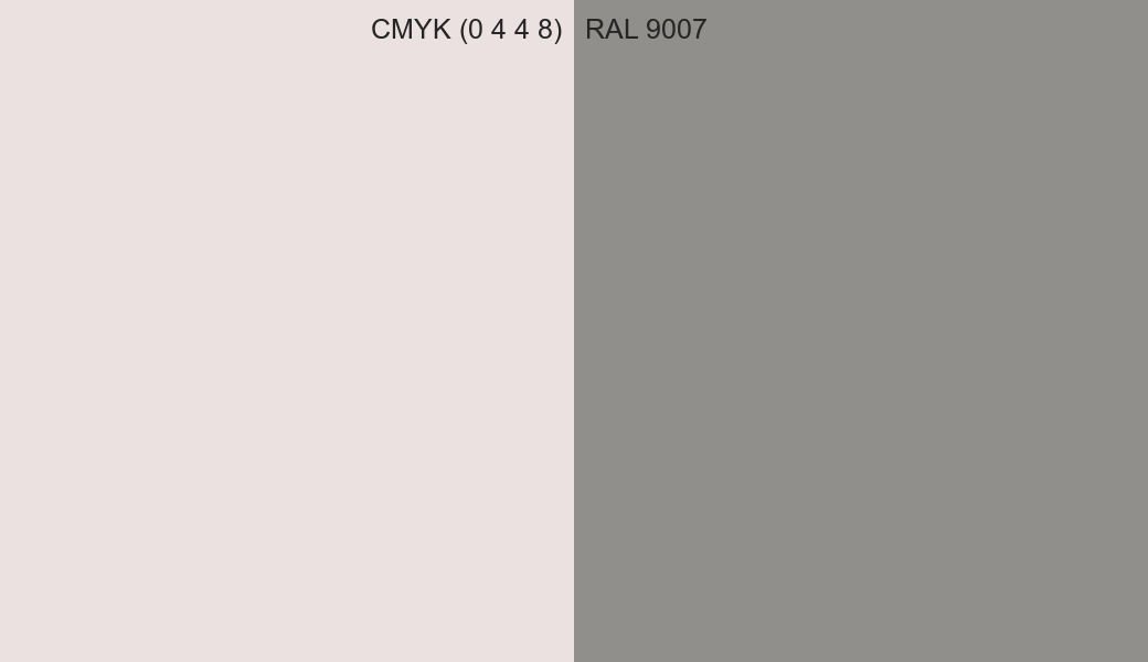 CMYK Color CMYK (0 4 4 8) vs RAL 9007 side by side comparison CMYK Color CMYK (0 4 4 8) vs RAL 9007 side by side comparison
