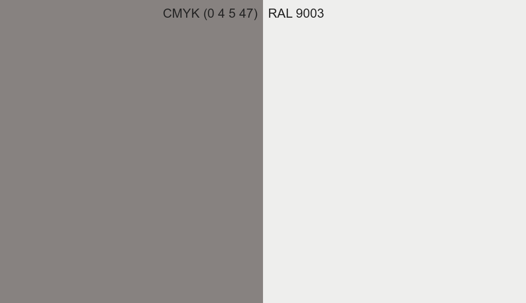 CMYK Color CMYK (0 4 5 47) vs RAL 9003 side by side comparison CMYK Color CMYK (0 4 5 47) vs RAL 9003 side by side comparison