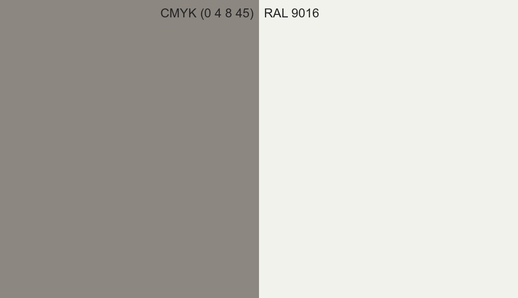 CMYK Color CMYK (0 4 8 45) vs RAL 9016 side by side comparison CMYK Color CMYK (0 4 8 45) vs RAL 9016 side by side comparison