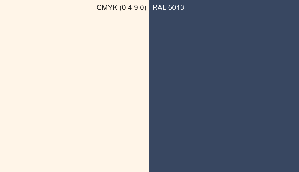 CMYK Color CMYK (0 4 9 0) vs RAL 5013 side by side comparison CMYK Color CMYK (0 4 9 0) vs RAL 5013 side by side comparison