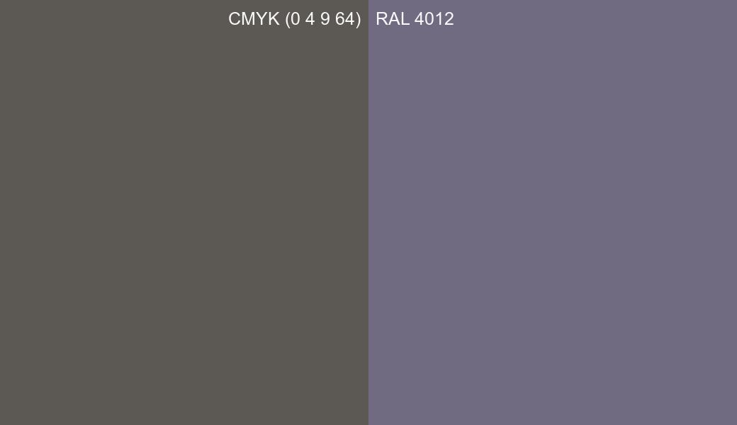 CMYK Color CMYK (0 4 9 64) vs RAL 4012 side by side comparison CMYK Color CMYK (0 4 9 64) vs RAL 4012 side by side comparison
