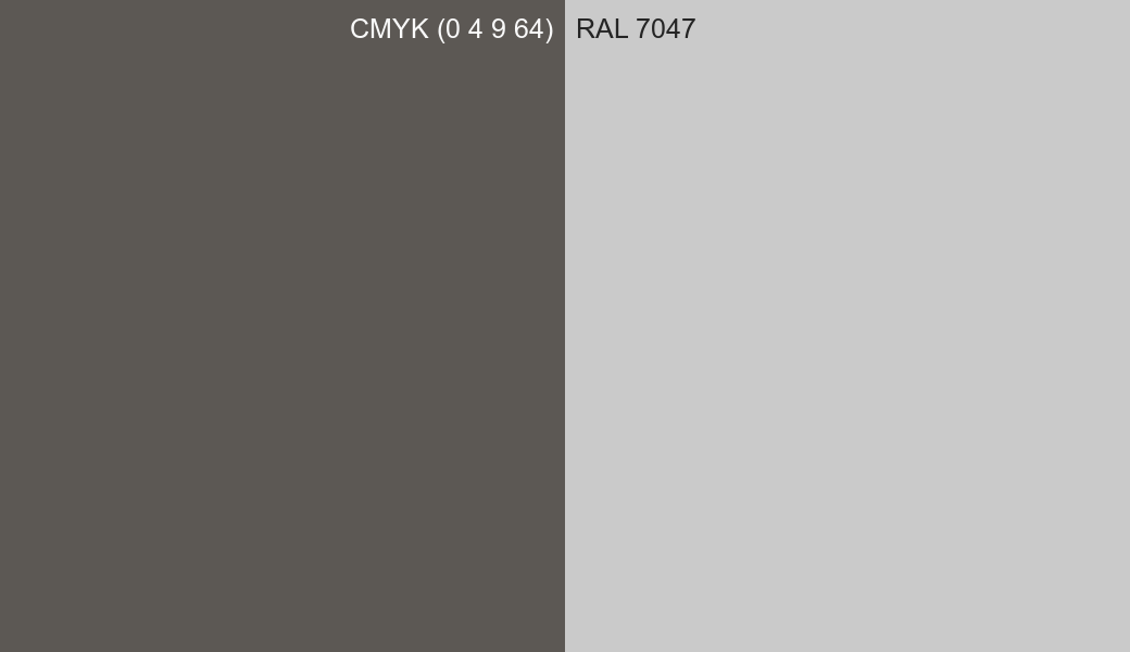 CMYK Color CMYK (0 4 9 64) vs RAL 7047 side by side comparison CMYK Color CMYK (0 4 9 64) vs RAL 7047 side by side comparison