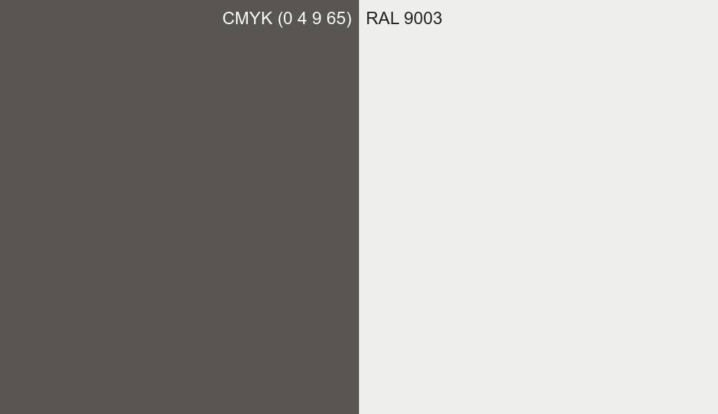 CMYK Color CMYK (0 4 9 65) vs RAL 9003 side by side comparison CMYK Color CMYK (0 4 9 65) vs RAL 9003 side by side comparison