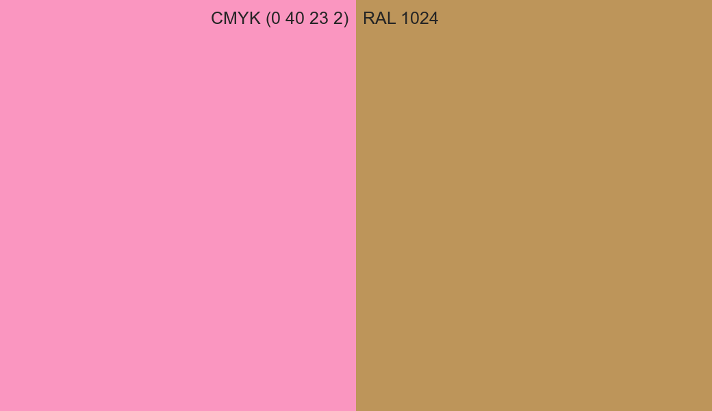CMYK Color CMYK (0 40 23 2) vs RAL 1024 side by side comparison CMYK Color CMYK (0 40 23 2) vs RAL 1024 side by side comparison