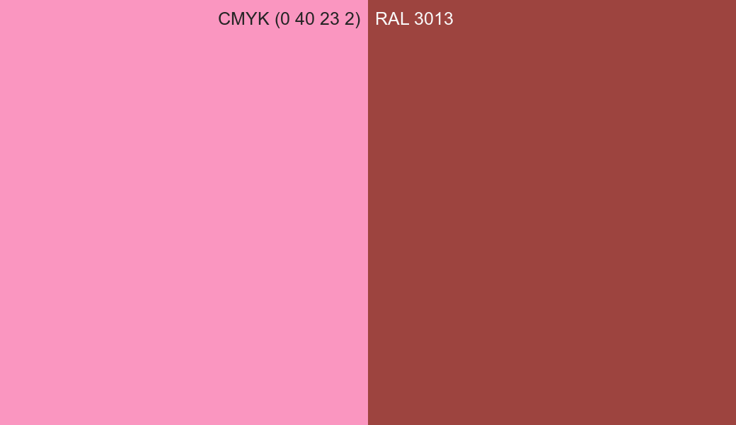 CMYK Color CMYK (0 40 23 2) vs RAL 3013 side by side comparison CMYK Color CMYK (0 40 23 2) vs RAL 3013 side by side comparison
