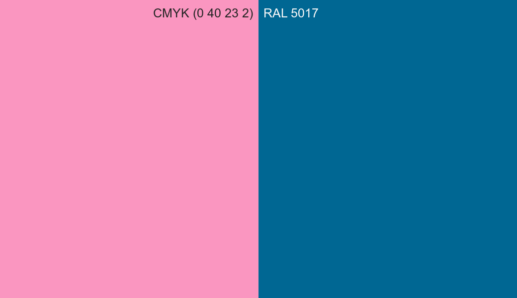 CMYK Color CMYK (0 40 23 2) vs RAL 5017 side by side comparison CMYK Color CMYK (0 40 23 2) vs RAL 5017 side by side comparison