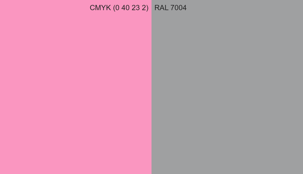 CMYK Color CMYK (0 40 23 2) vs RAL 7004 side by side comparison CMYK Color CMYK (0 40 23 2) vs RAL 7004 side by side comparison