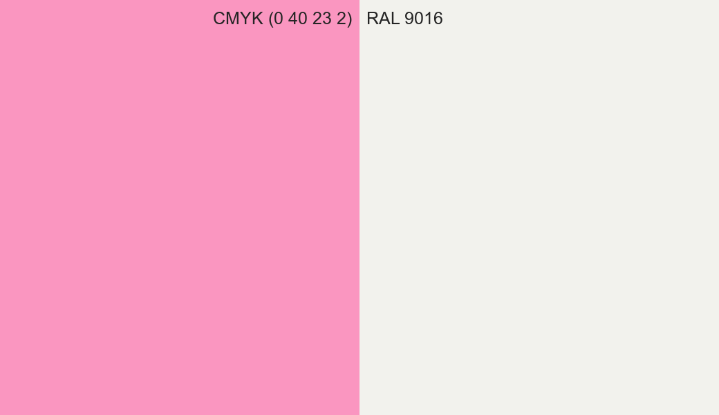 CMYK Color CMYK (0 40 23 2) vs RAL 9016 side by side comparison CMYK Color CMYK (0 40 23 2) vs RAL 9016 side by side comparison