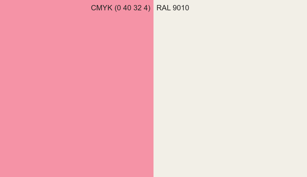 CMYK Color CMYK (0 40 32 4) vs RAL 9010 side by side comparison CMYK Color CMYK (0 40 32 4) vs RAL 9010 side by side comparison