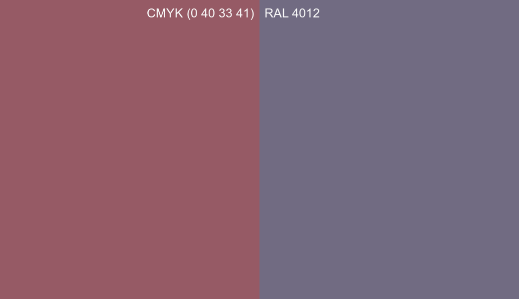 CMYK Color CMYK (0 40 33 41) vs RAL 4012 side by side comparison CMYK Color CMYK (0 40 33 41) vs RAL 4012 side by side comparison