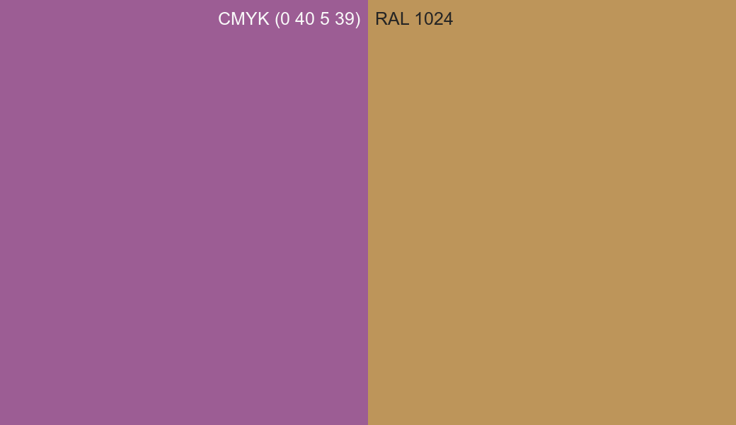 CMYK Color CMYK (0 40 5 39) vs RAL 1024 side by side comparison CMYK Color CMYK (0 40 5 39) vs RAL 1024 side by side comparison