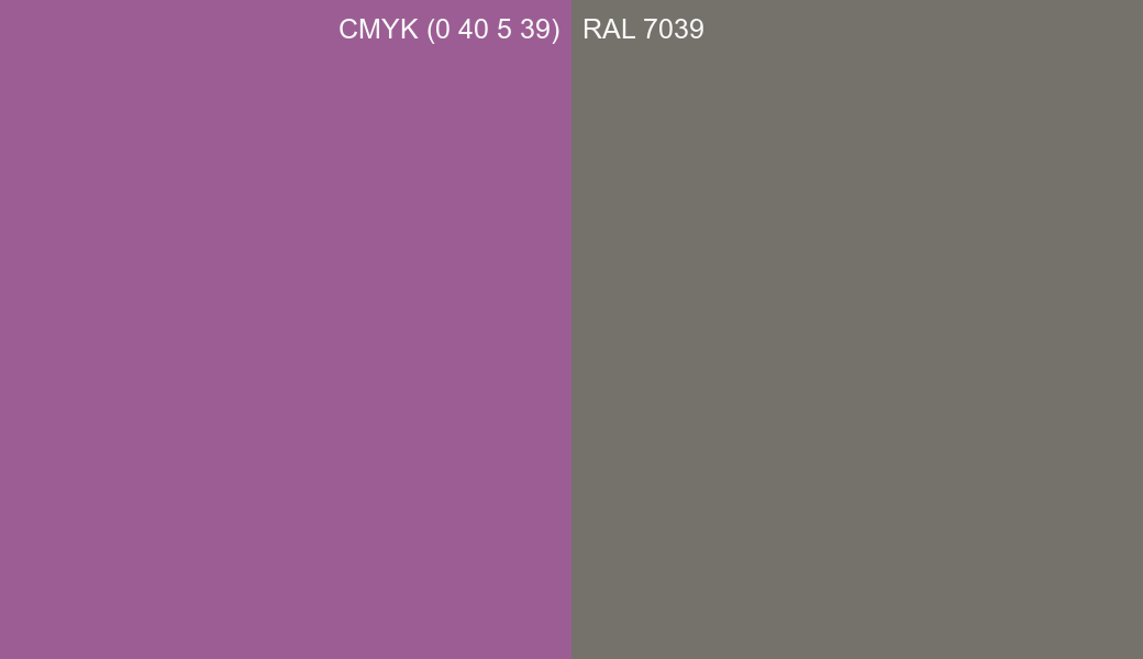 CMYK Color CMYK (0 40 5 39) vs RAL 7039 side by side comparison CMYK Color CMYK (0 40 5 39) vs RAL 7039 side by side comparison