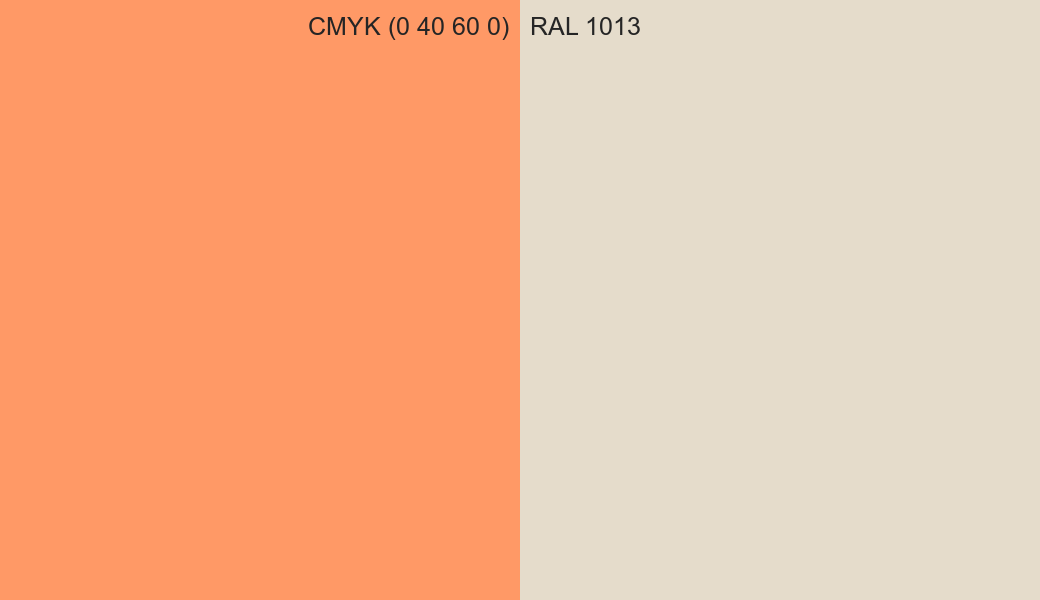 CMYK Color CMYK (0 40 60 0) vs RAL 1013 side by side comparison CMYK Color CMYK (0 40 60 0) vs RAL 1013 side by side comparison