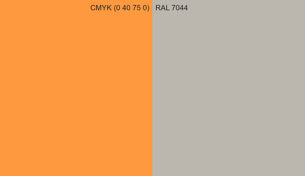 CMYK Color CMYK (0 40 75 0) vs RAL 7044 side by side comparison CMYK Color CMYK (0 40 75 0) vs RAL 7044 side by side comparison