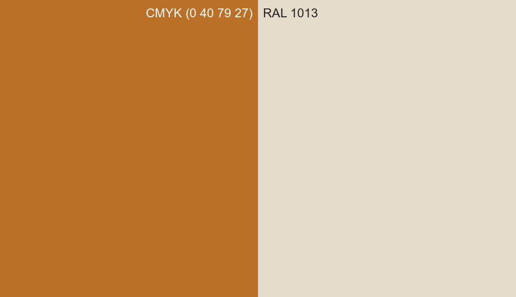 CMYK Color CMYK (0 40 79 27) vs RAL 1013 side by side comparison CMYK Color CMYK (0 40 79 27) vs RAL 1013 side by side comparison