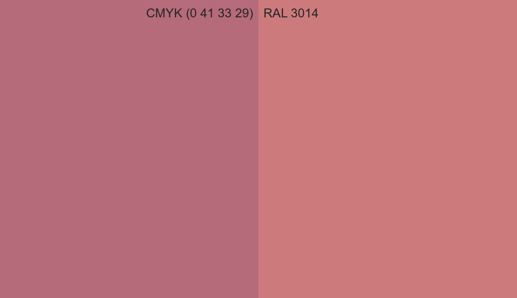 CMYK Color CMYK (0 41 33 29) vs RAL 3014 side by side comparison CMYK Color CMYK (0 41 33 29) vs RAL 3014 side by side comparison