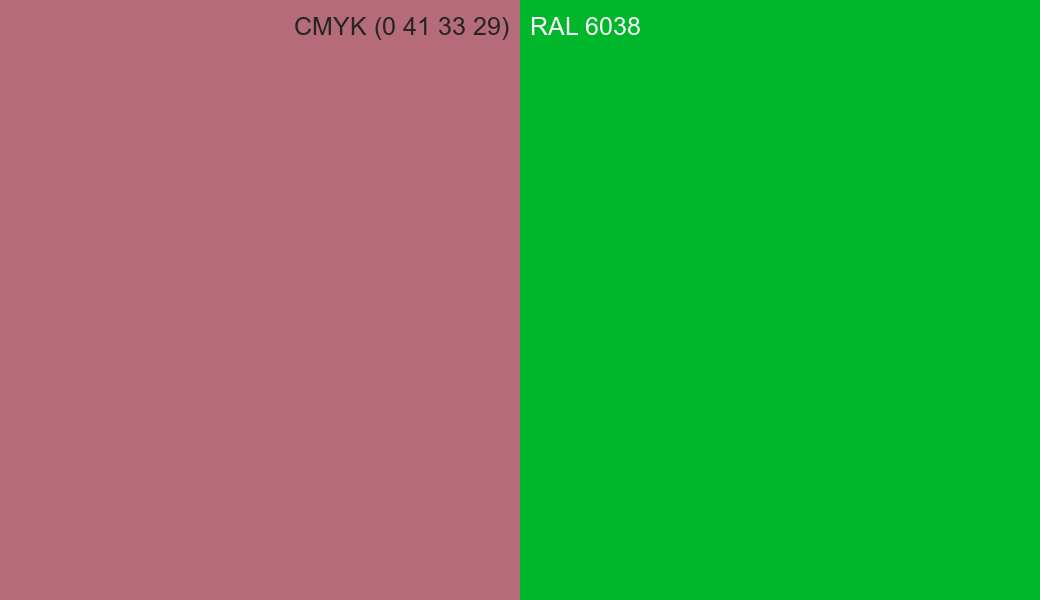 CMYK Color CMYK (0 41 33 29) vs RAL 6038 side by side comparison CMYK Color CMYK (0 41 33 29) vs RAL 6038 side by side comparison