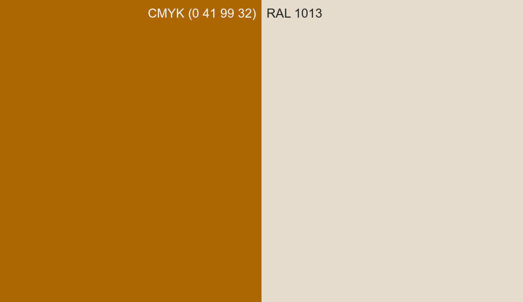 CMYK Color CMYK (0 41 99 32) vs RAL 1013 side by side comparison CMYK Color CMYK (0 41 99 32) vs RAL 1013 side by side comparison