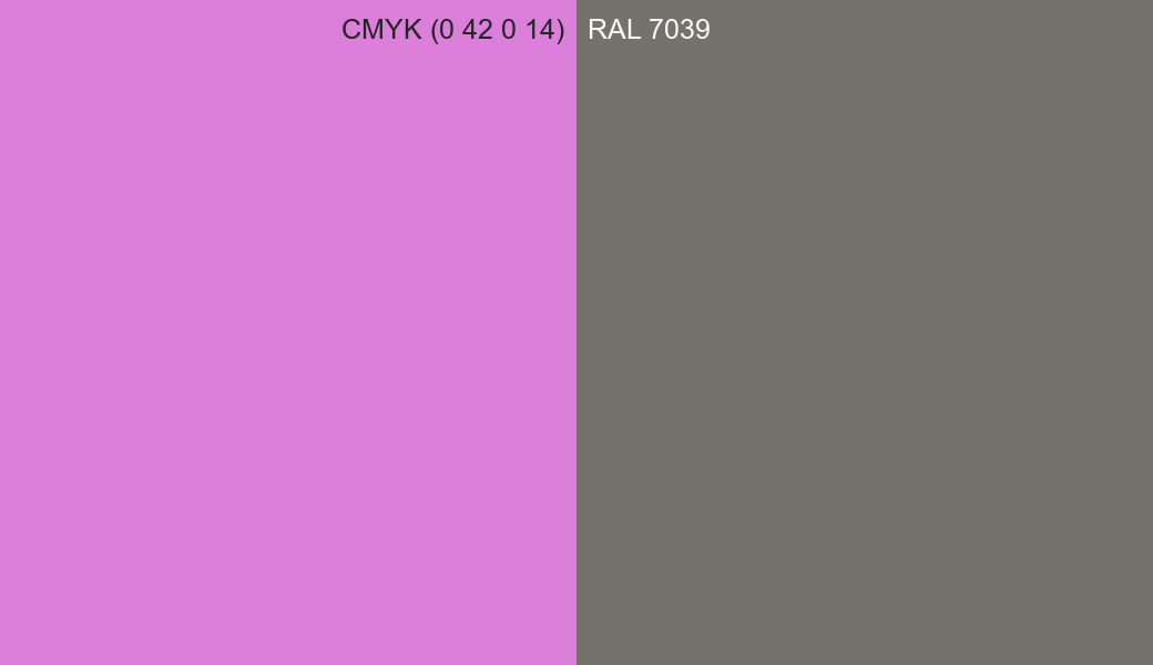 CMYK Color CMYK (0 42 0 14) vs RAL 7039 side by side comparison CMYK Color CMYK (0 42 0 14) vs RAL 7039 side by side comparison