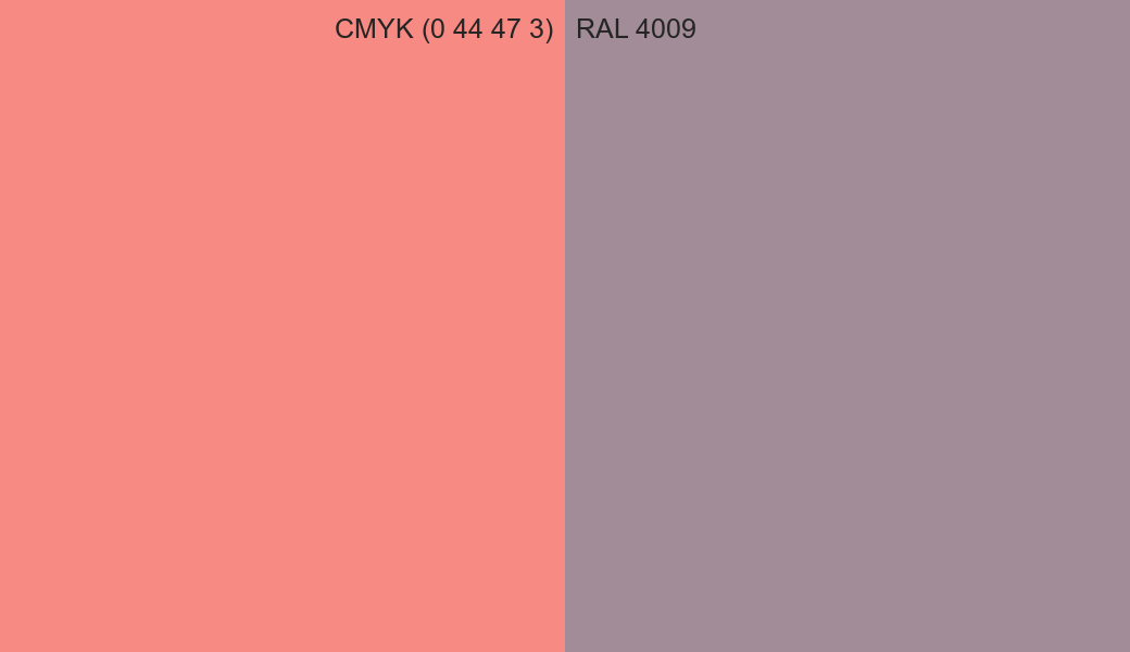 CMYK Color CMYK (0 44 47 3) vs RAL 4009 side by side comparison CMYK Color CMYK (0 44 47 3) vs RAL 4009 side by side comparison