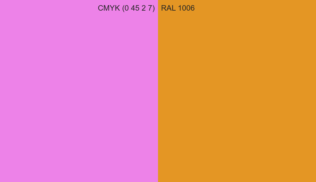 CMYK Color CMYK (0 45 2 7) vs RAL 1006 side by side comparison CMYK Color CMYK (0 45 2 7) vs RAL 1006 side by side comparison