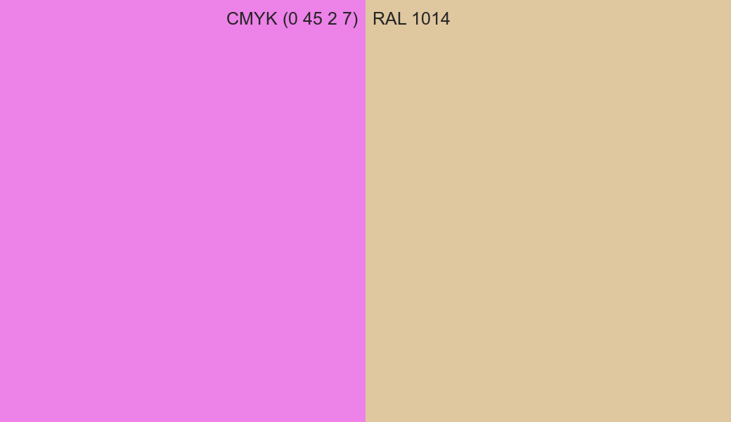 CMYK Color CMYK (0 45 2 7) vs RAL 1014 side by side comparison CMYK Color CMYK (0 45 2 7) vs RAL 1014 side by side comparison