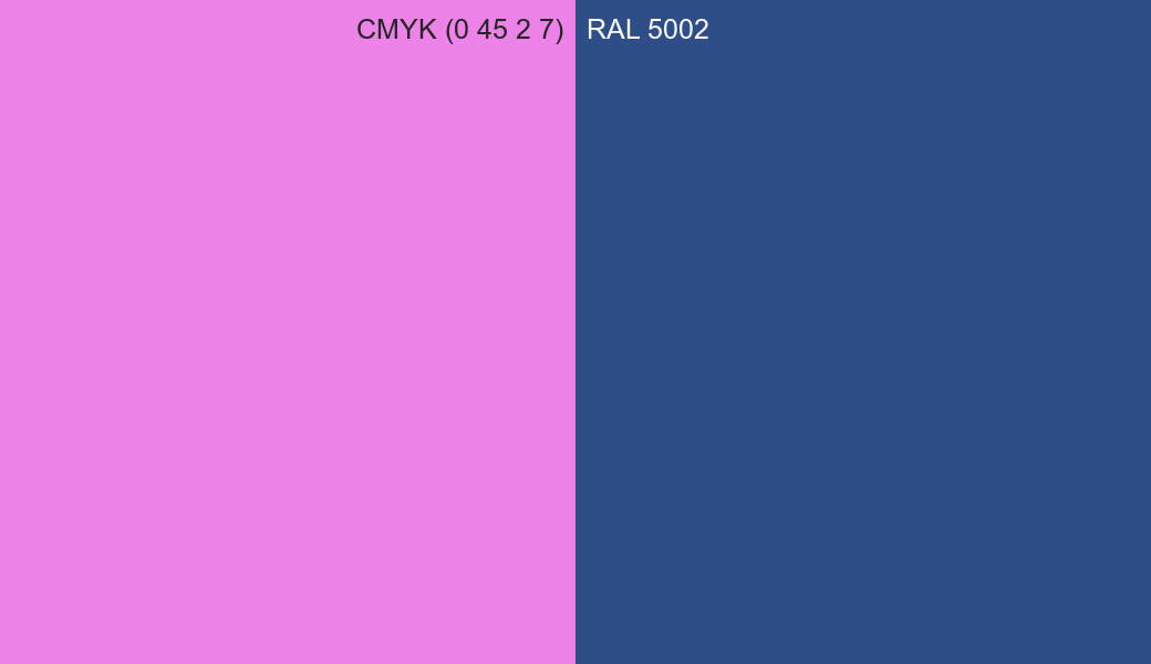 CMYK Color CMYK (0 45 2 7) vs RAL 5002 side by side comparison CMYK Color CMYK (0 45 2 7) vs RAL 5002 side by side comparison