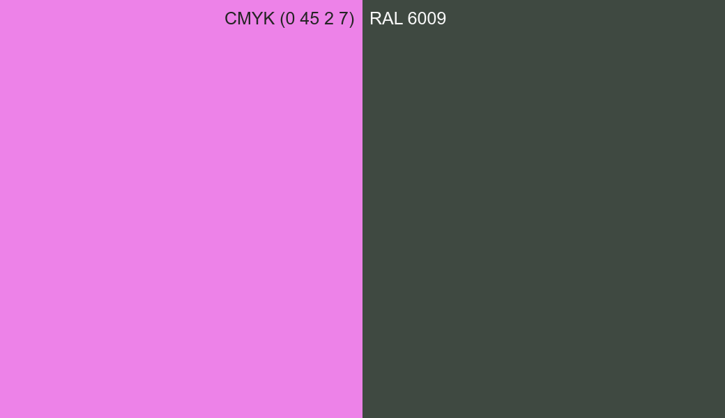 CMYK Color CMYK (0 45 2 7) vs RAL 6009 side by side comparison CMYK Color CMYK (0 45 2 7) vs RAL 6009 side by side comparison