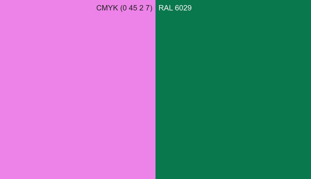 CMYK Color CMYK (0 45 2 7) vs RAL 6029 side by side comparison CMYK Color CMYK (0 45 2 7) vs RAL 6029 side by side comparison